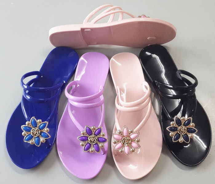 simple elegant slippers with flower trim ladies jelly shoes